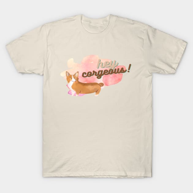 Hey Corgeous! Watercolour corgi dog T-Shirt by LoveofDog